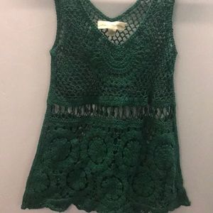 Staring at stars knitted green tank size xs